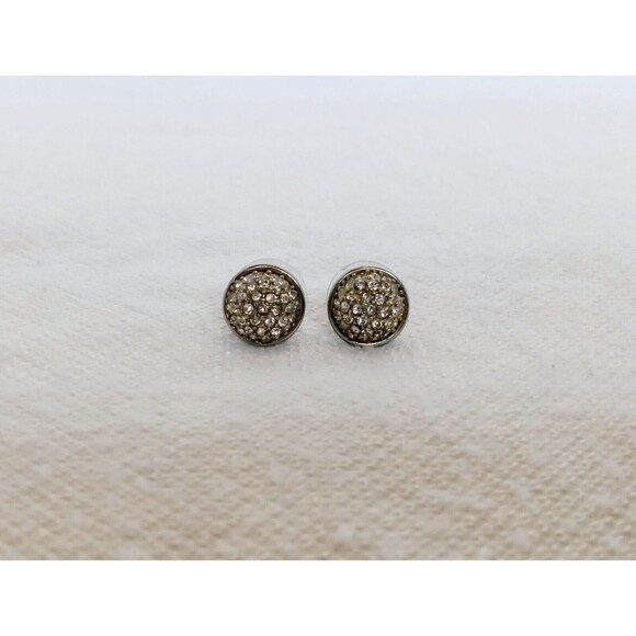J Crew Pave Rhinestone Sparkly Silver Tone Sparkle Post Stud Earrings 1/2 in - Picture 2 of 8